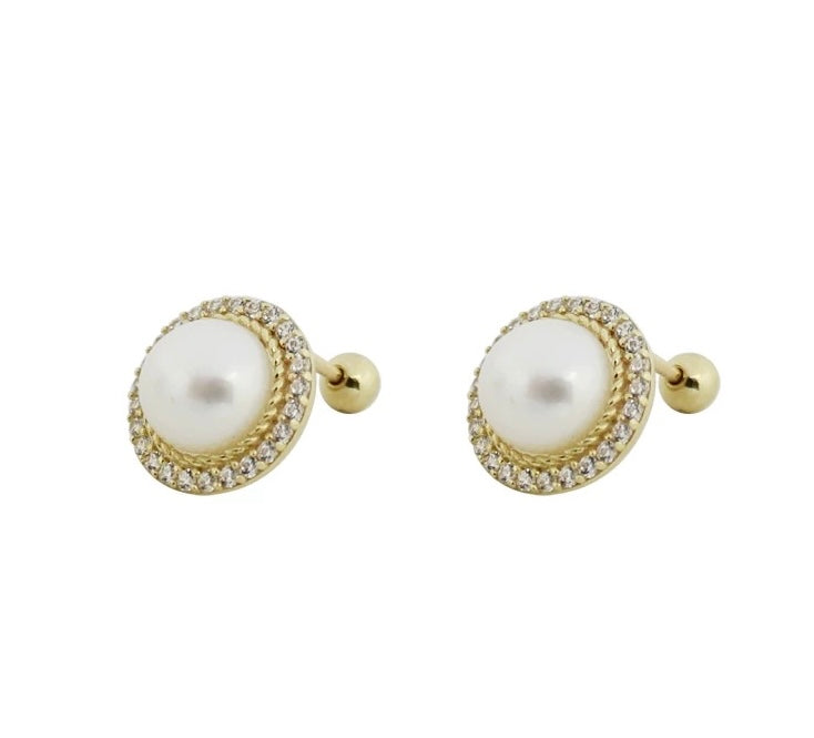 Rosetta Pearl Dish Stud Earrings