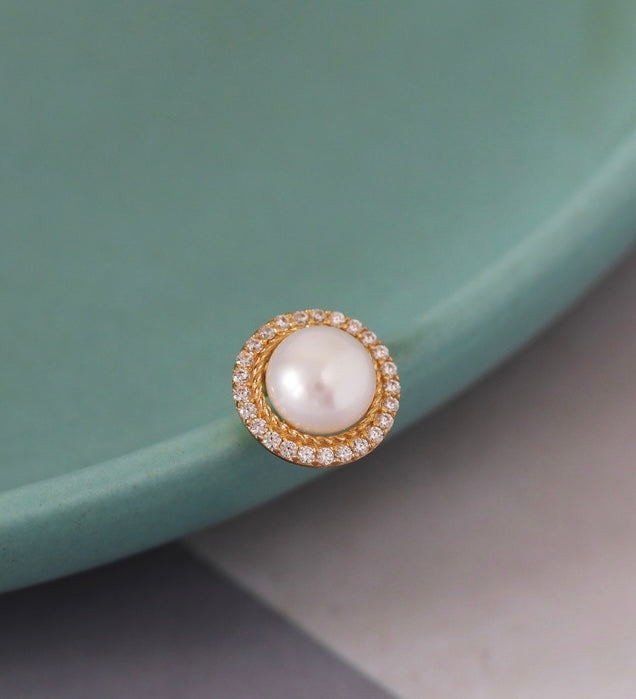 Rosetta Pearl Dish Stud Earrings