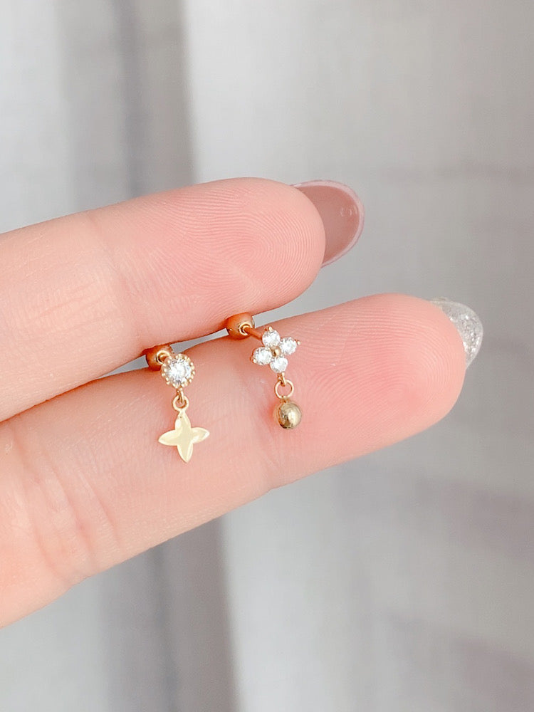 Asymmetrical Camilla Flower Stud Earrings