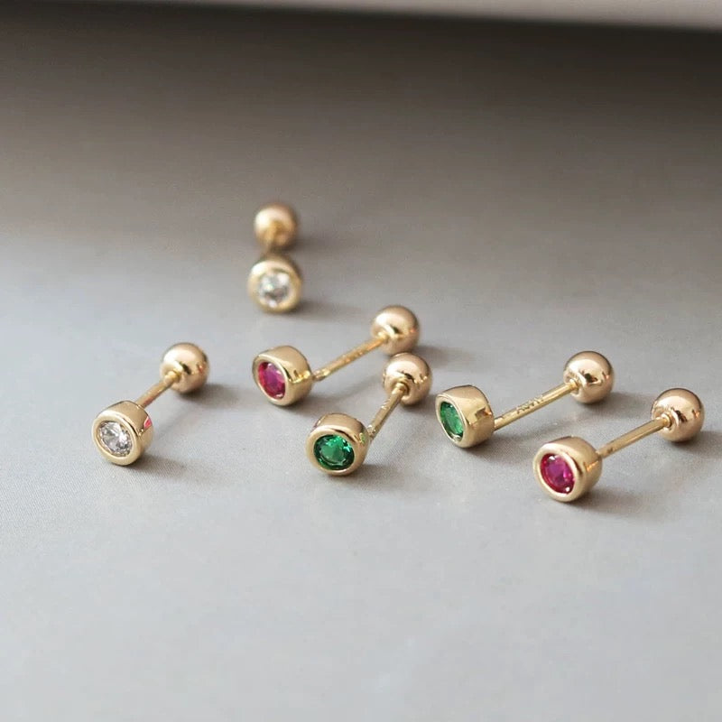 Tiny Round Bezel Stud Earrings