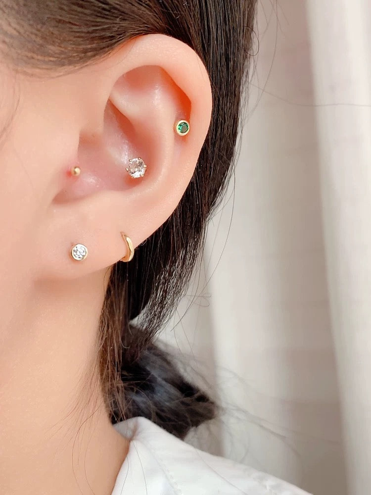 Tiny Round Bezel Stud Earrings