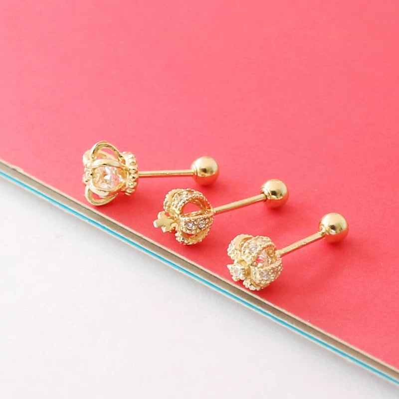 Three Crowns Trio Set Stud Earrings