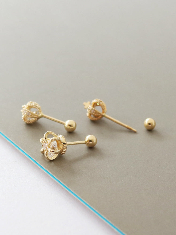 Three Crowns Trio Set Stud Earrings