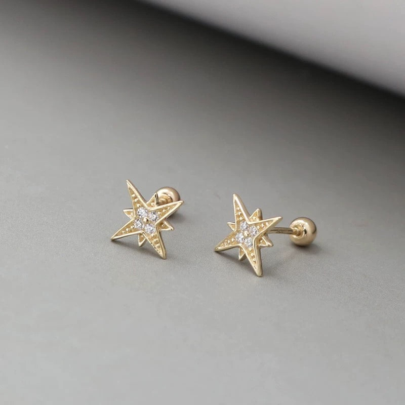 Octagonal Star Stud Earrings