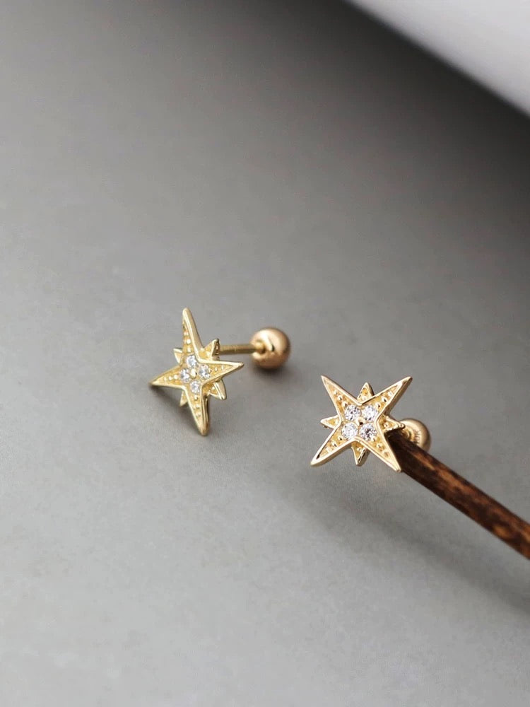 Octagonal Star Stud Earrings