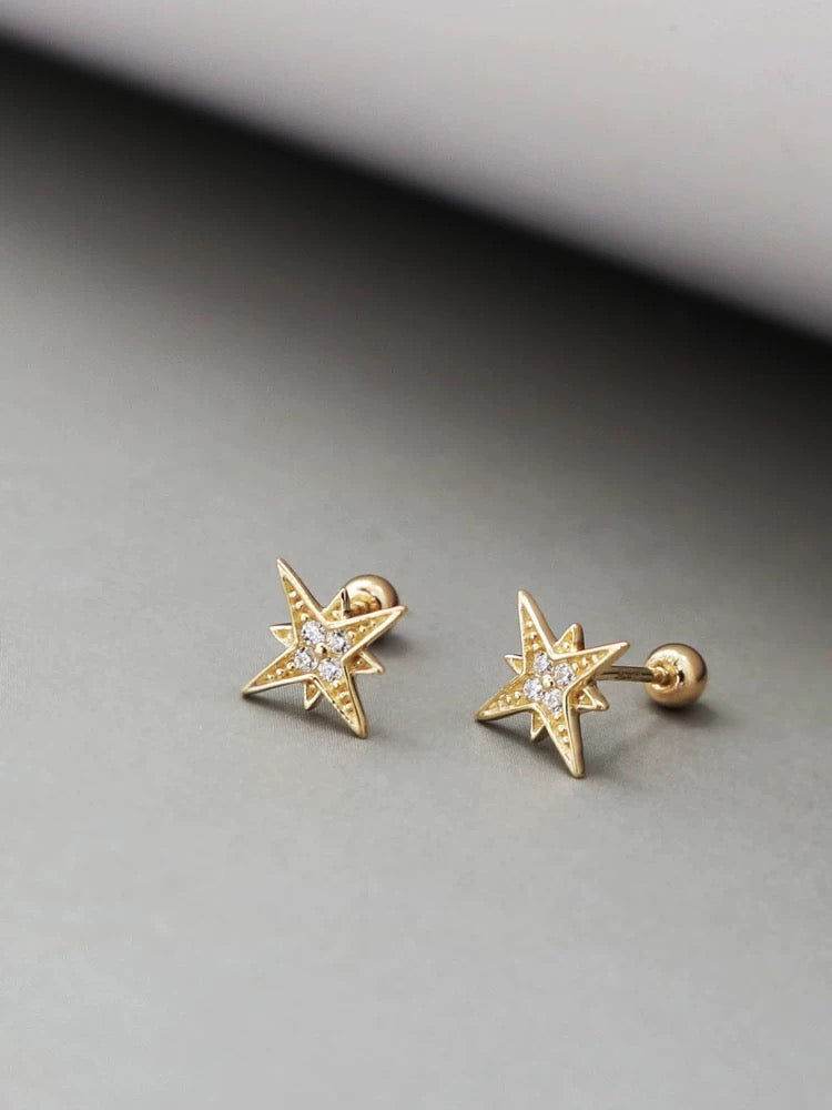 Octagonal Star Stud Earrings