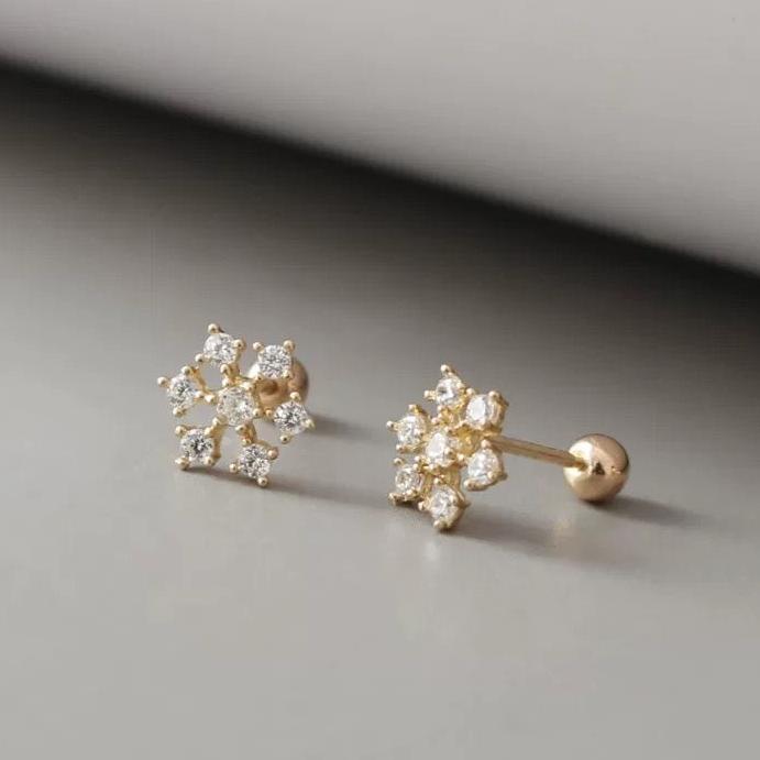 Seven Gem Snowflake Stud Earrings