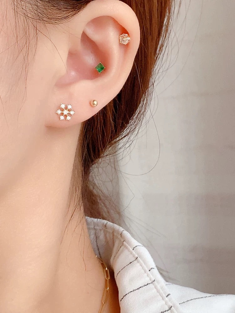 Seven Gem Snowflake Stud Earrings