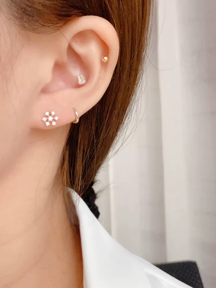 Seven Gem Snowflake Stud Earrings