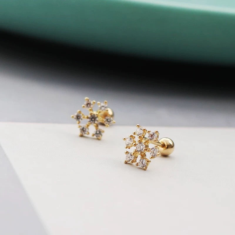 Seven Gem Snowflake Stud Earrings