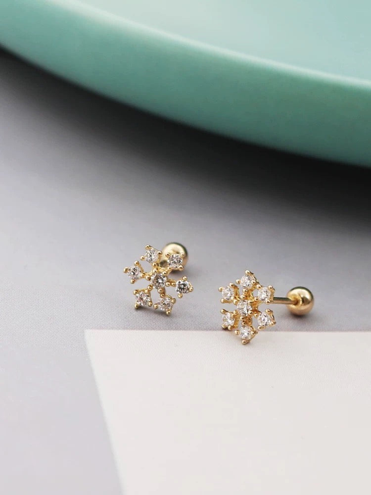 Seven Gem Snowflake Stud Earrings