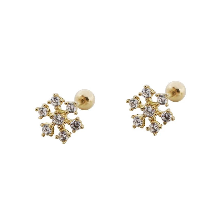 Seven Gem Snowflake Stud Earrings