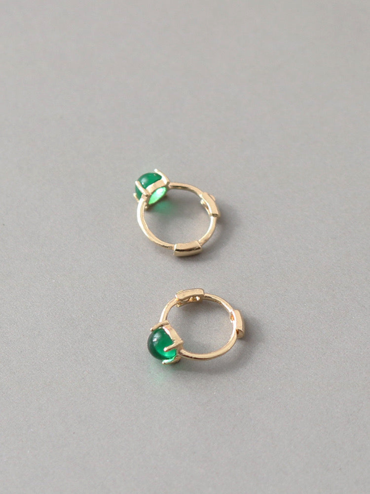 Jade Green Pea Huggie Hoops