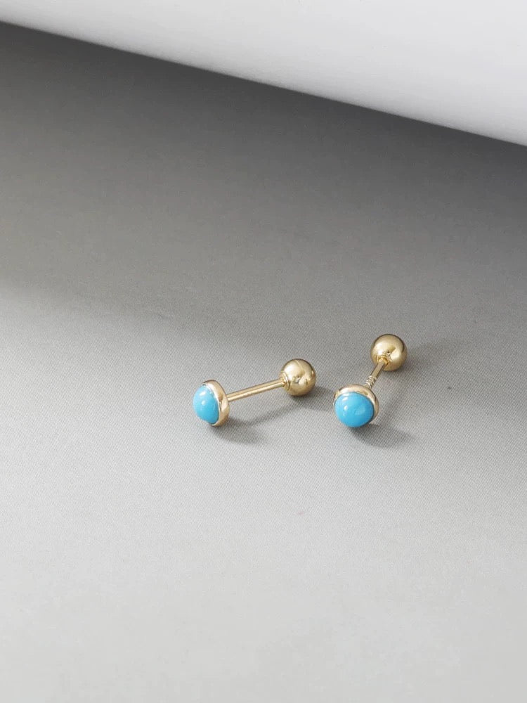 Marble Turquoise Stone Bulb Stud Earrings