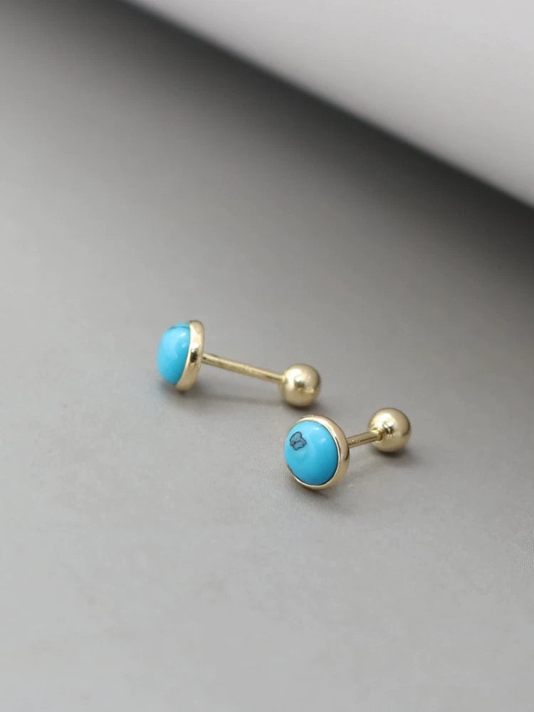 Marble Turquoise Stone Bulb Stud Earrings