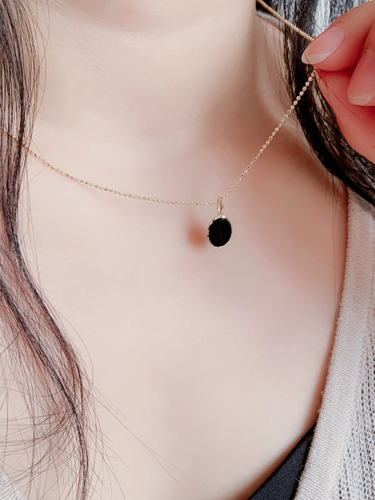 Black Oval Charm Pendant