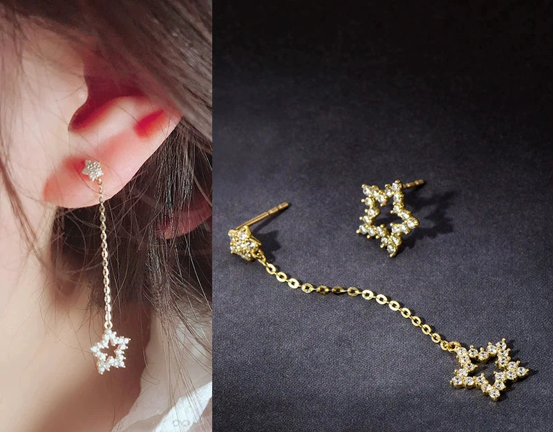 Asymmetric Star Gazing Stud Earrings