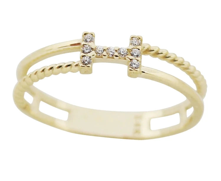 Pave H Double Band Ring