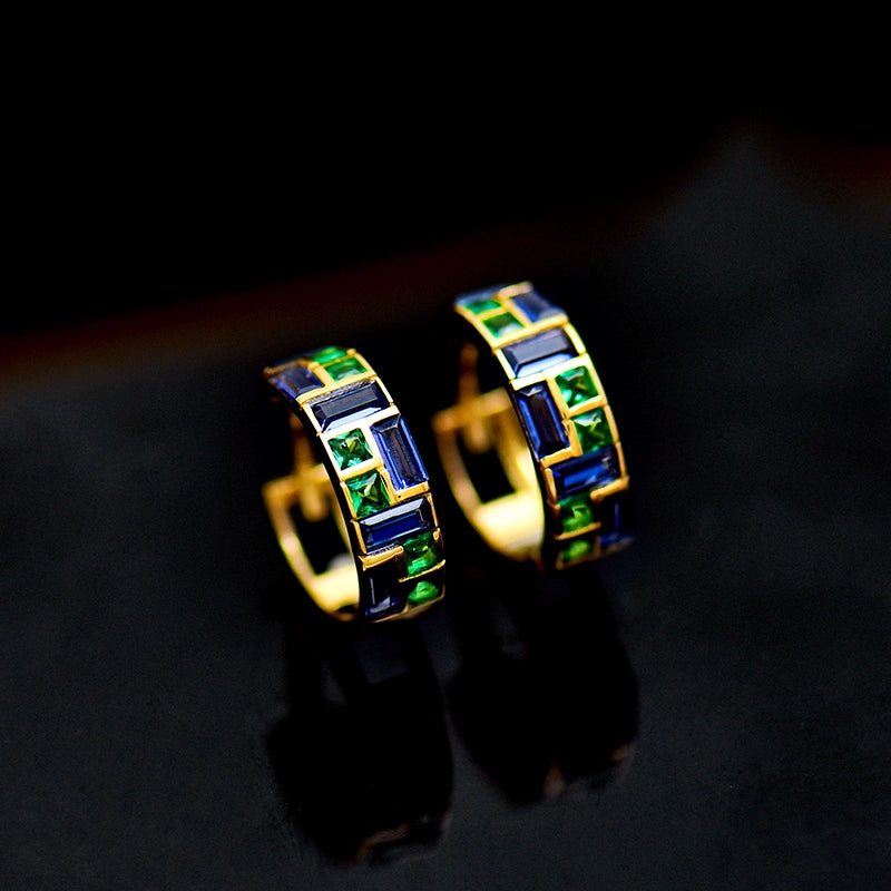 Stained Glass Huggie Hoops