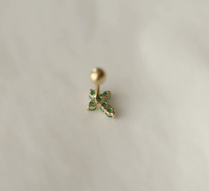 Emerald Cross Stud Earrings