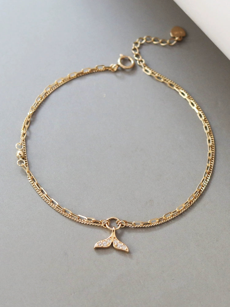 Multi Chain Whale Tail Charm Bracelet