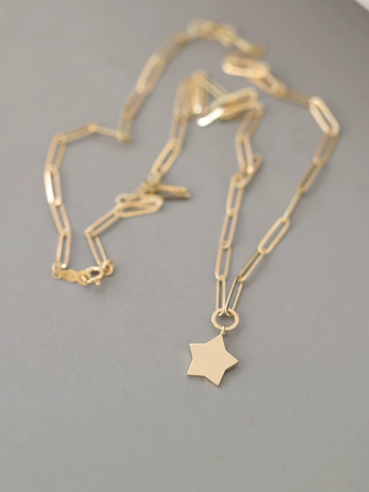 Star On Paperclip Chain Necklace