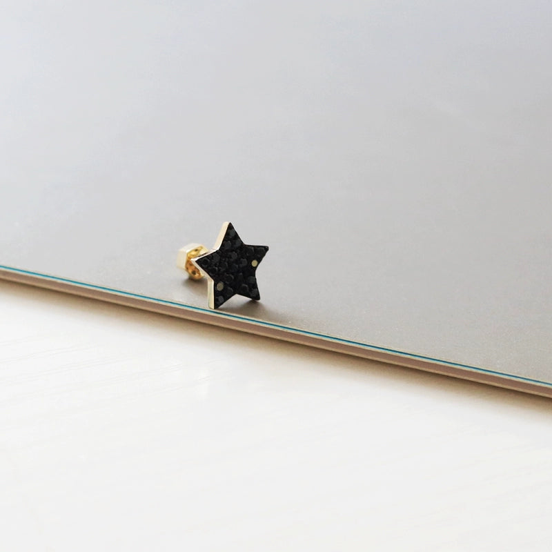 Night Black Diamond Star Earrings