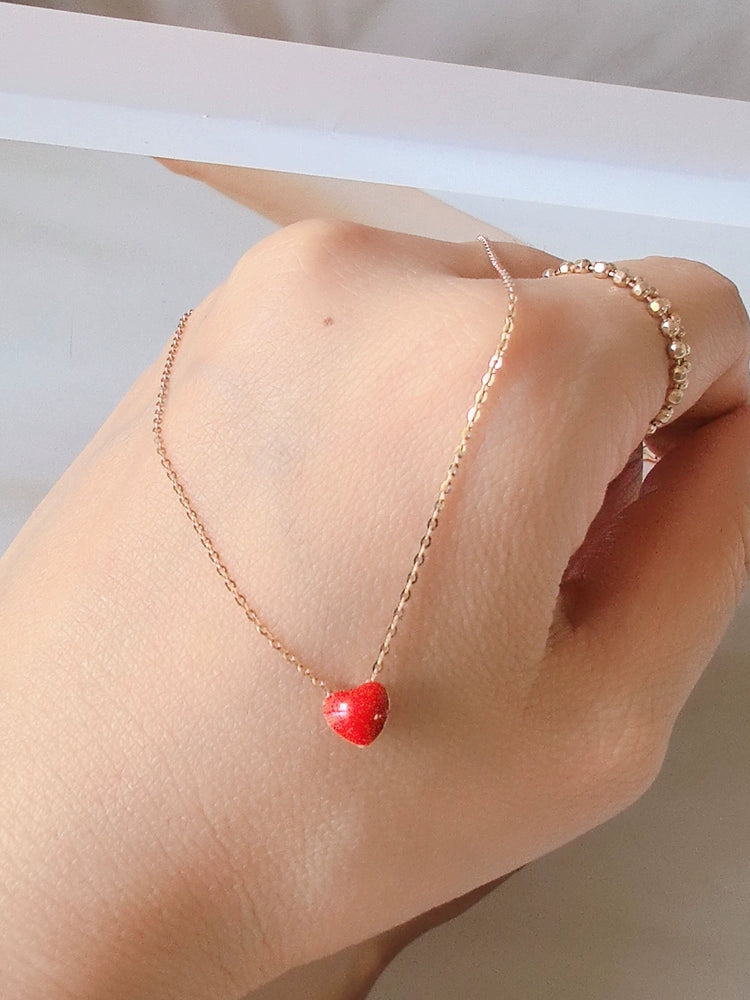 Red Apple Heart Necklace