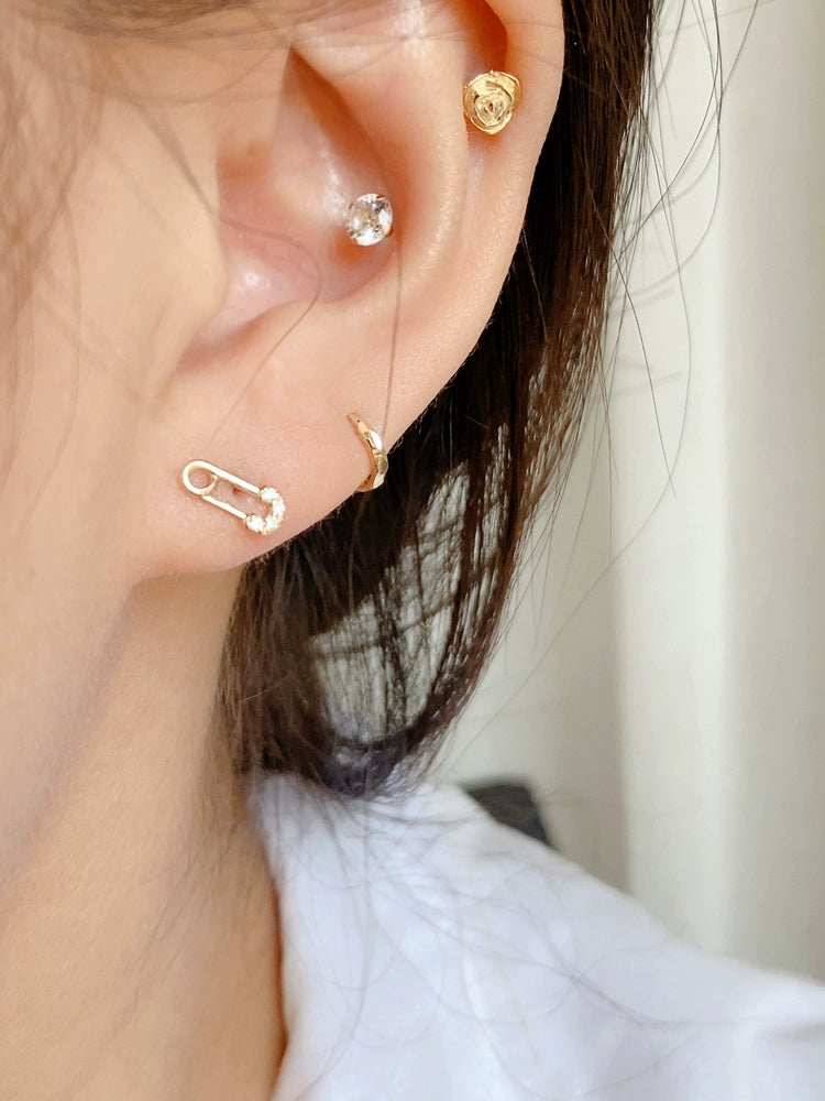 Studded Paperclip Stud Earrings