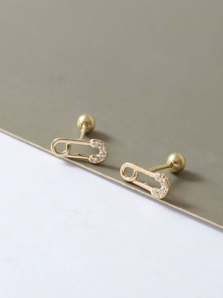 Studded Paperclip Stud Earrings