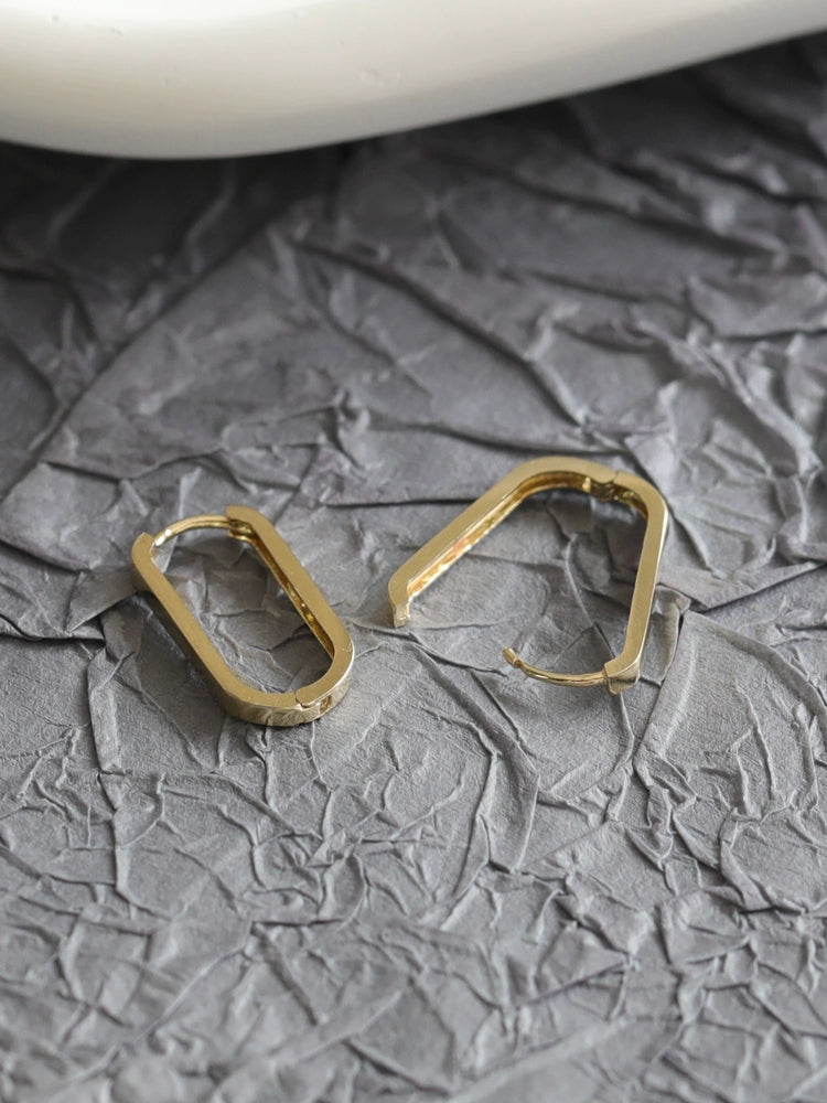 Narrow Oblong Huggie Hoops