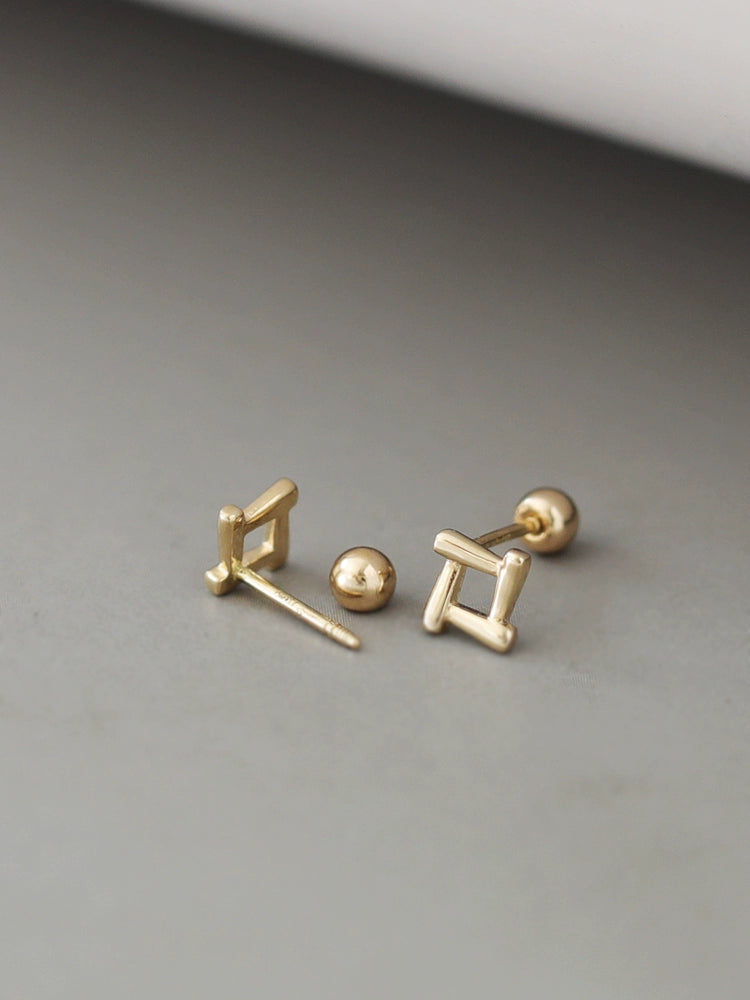 Geometric Triangle Square Stud Earrings