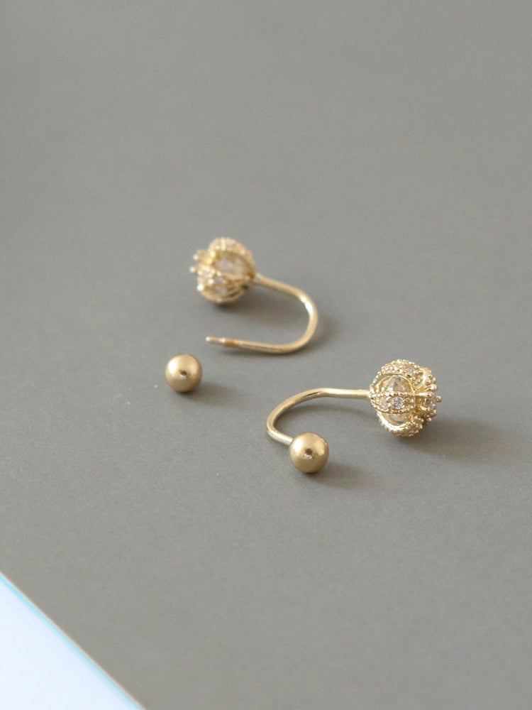 U-Bar Beaded Cage Stud Earrings