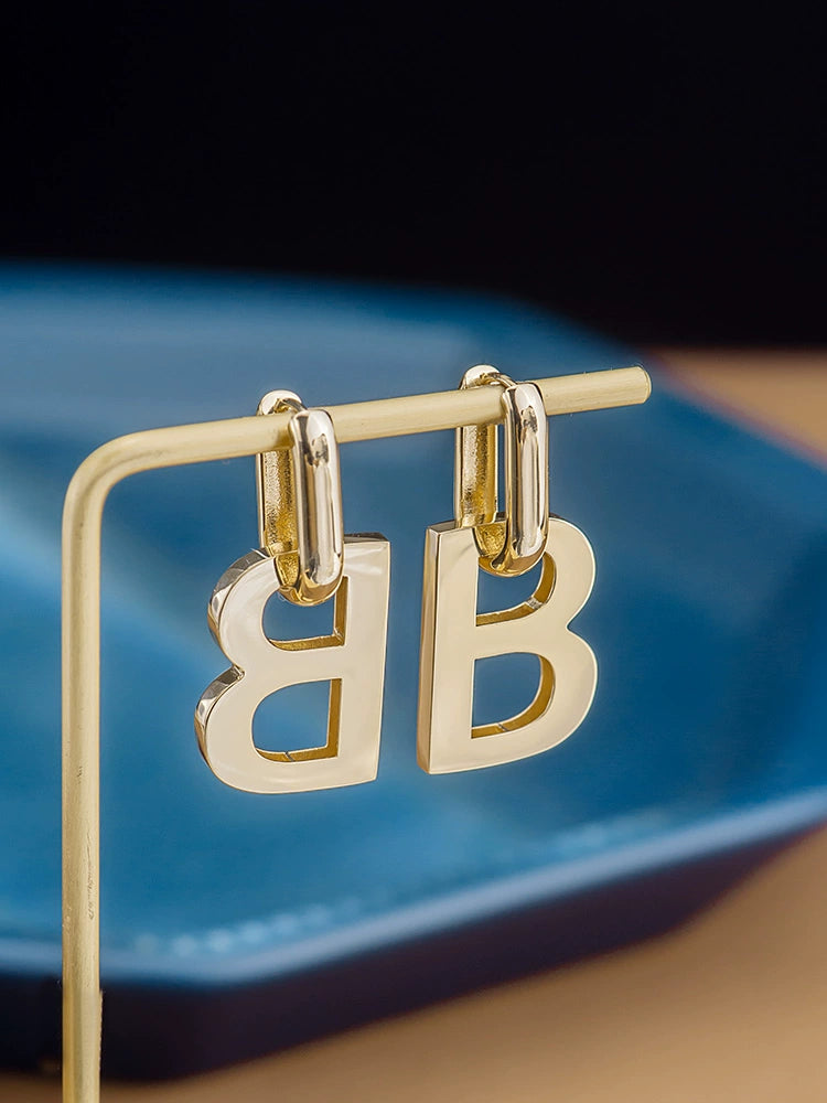 Bold Boss 'B' Huggie Hoops