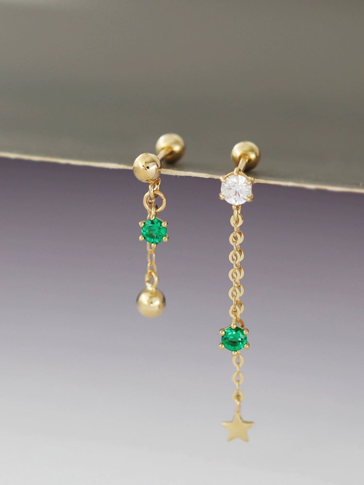 Asymmetric Ivy Chains Stud Earrings