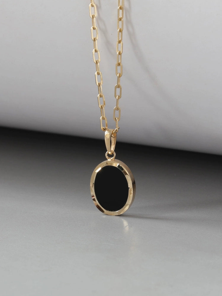 Black Oval Charm Necklace