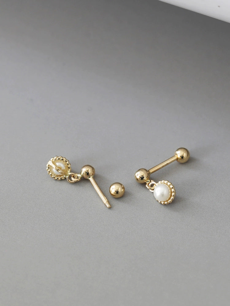 Beaded Pearl Sun Stud Earrings