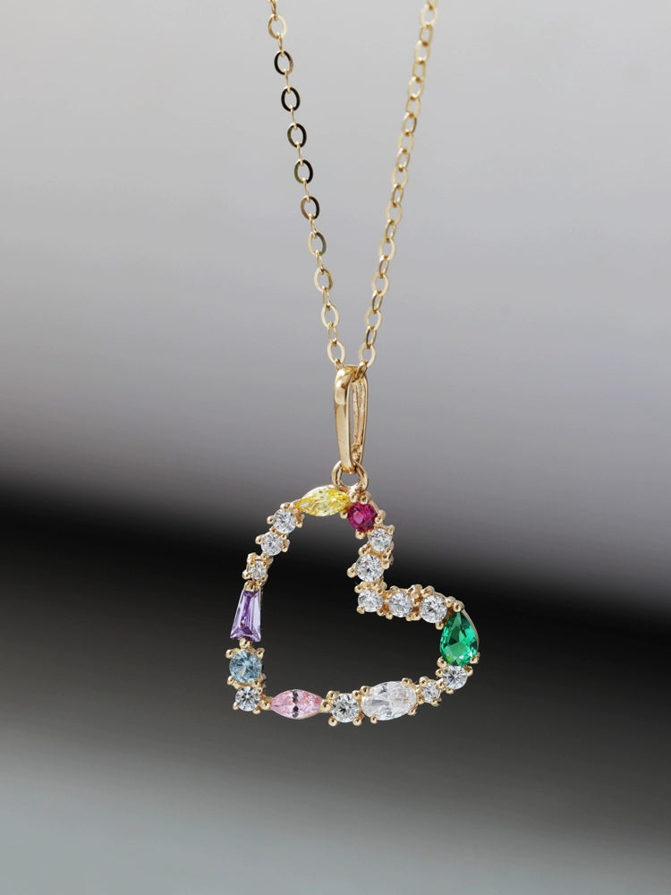 Hanging Vivid Colored Heart Charm Necklace