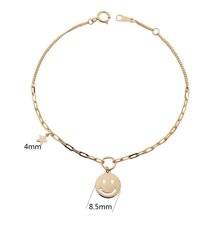 Happy Face Asymmetric Chain Bracelet