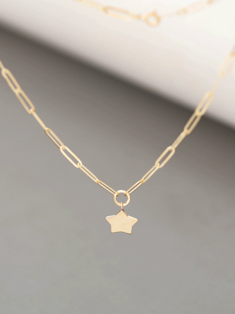 Star On Paperclip Chain Necklace