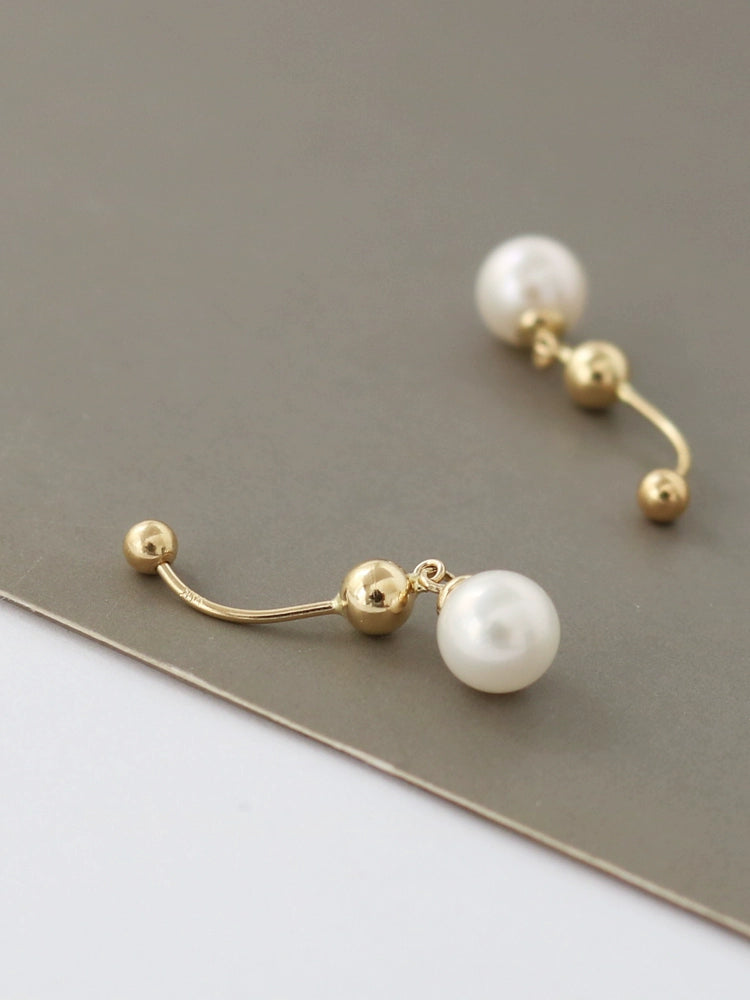 Drop Pearl Bar Stud Earrings