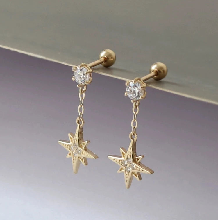 Hanging Beaded Grand Star Stud Earrings