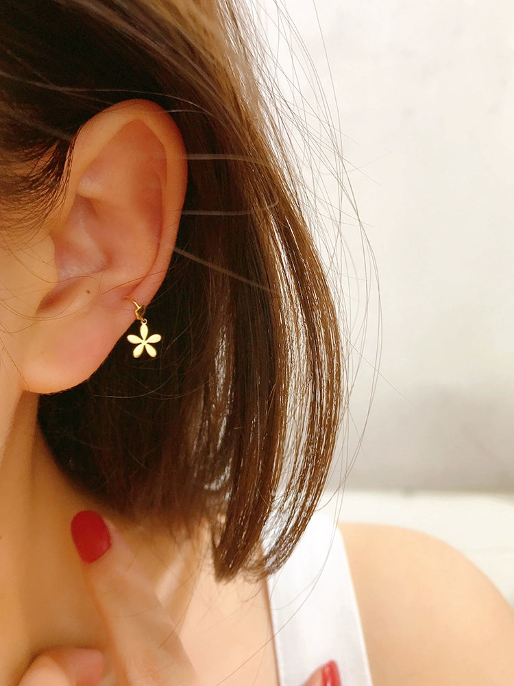 Star Flower Huggie Hoops