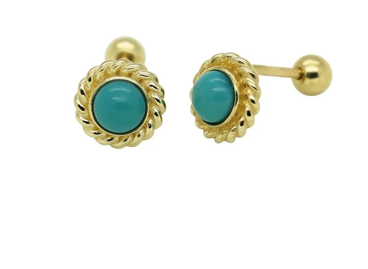 Fan Dish Turquoise Stone Stud Earrings