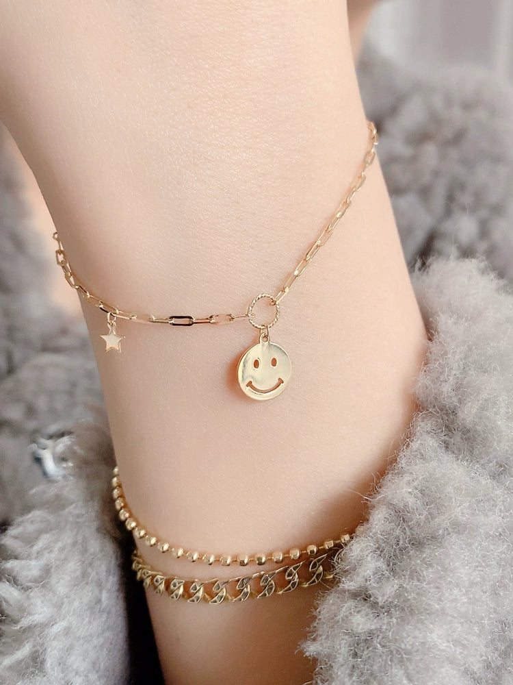 Happy Face Asymmetric Chain Bracelet