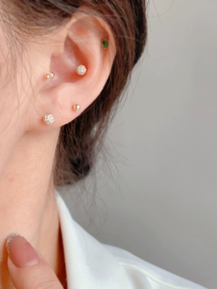 Twin Cluster Barbell Stud Earrings