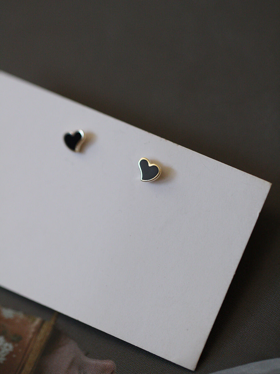 Black Heart Stud Earrings