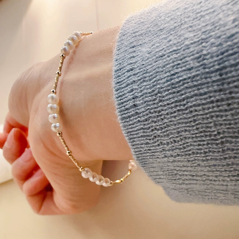 Trio Pearl Beaded Bangle Bracelet