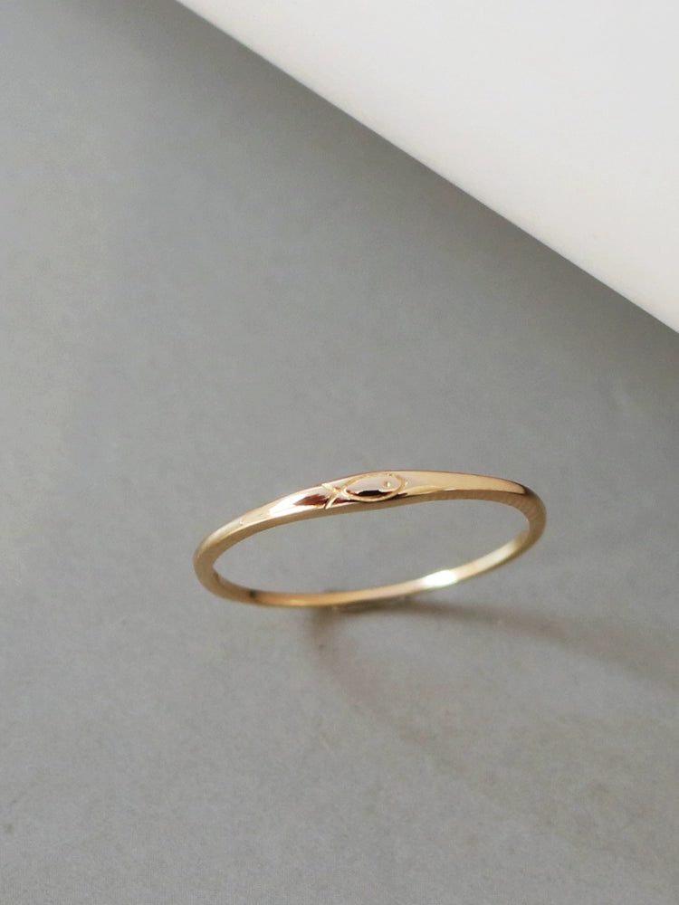 Engraved Fish Stackable Ring