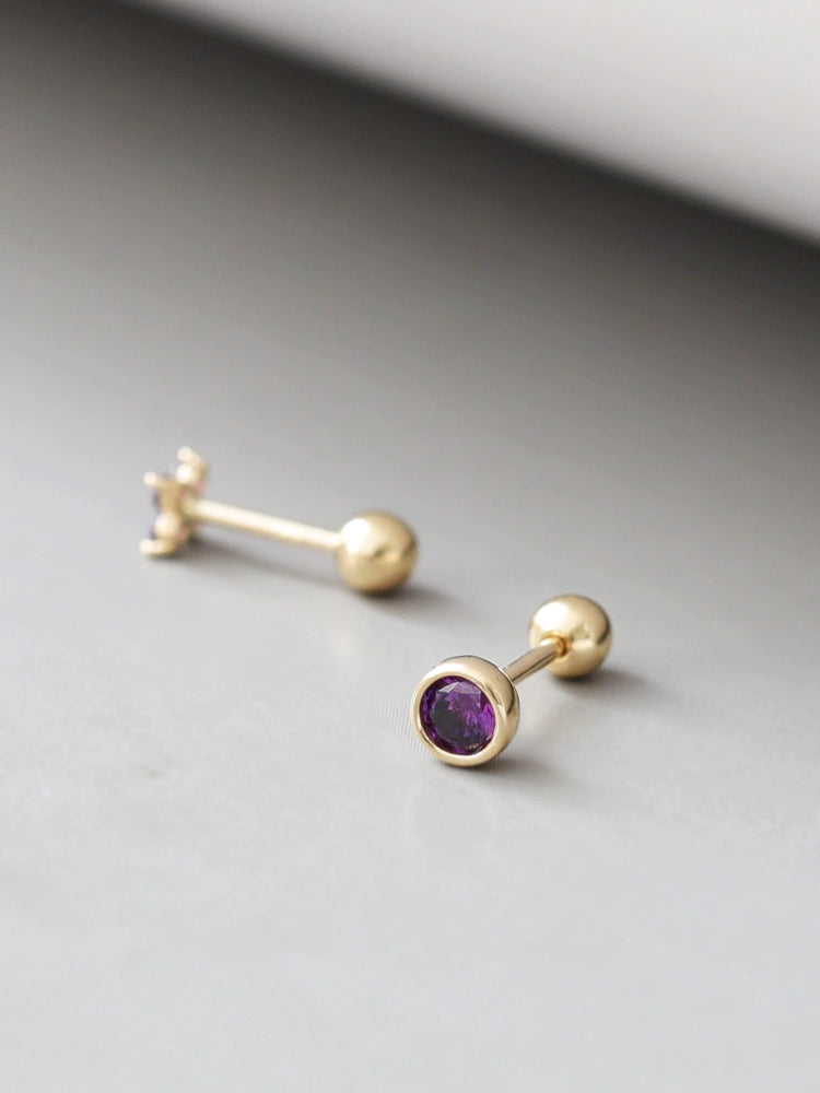 Purple Moissanite Trio Stud Earrings